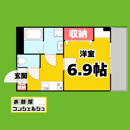 シティコート上小田井(1K/4階)の間取り写真