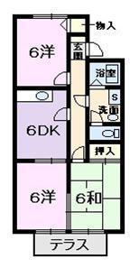 ロワージュ小平井(3DK/1階)の間取り写真