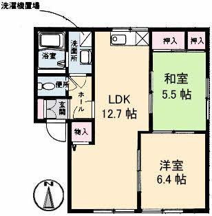 エイティー隅本 D棟(2LDK/2階)の間取り写真