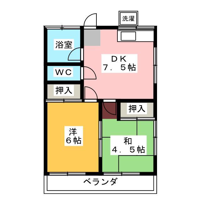 コーポ楢島(2DK/2階)の間取り写真