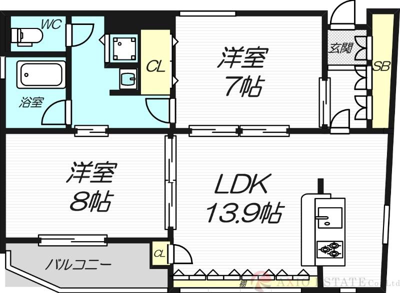 サウスERN ウエスト(2LDK/3階)の間取り写真