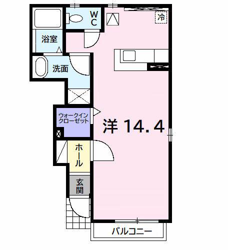 フレスクーラ ガーデン(1K/1階)の間取り写真