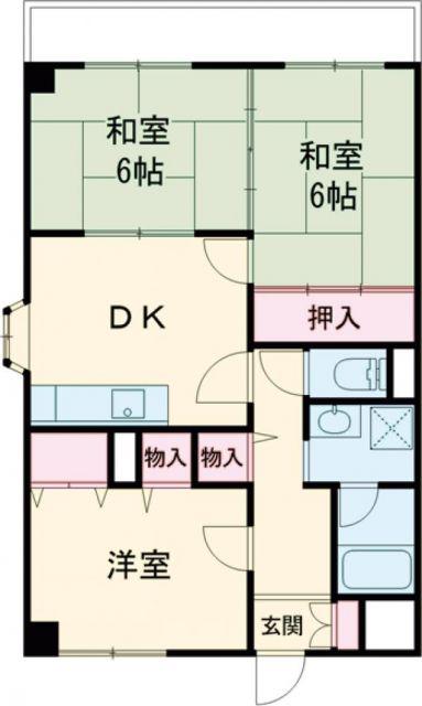 グリーン茨木(2LDK/3階)の間取り写真