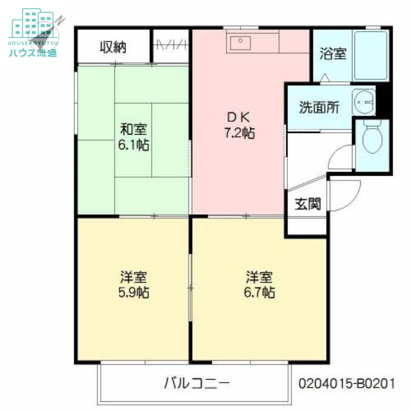 バリュージュ協和 B棟(3DK/2階)の間取り写真