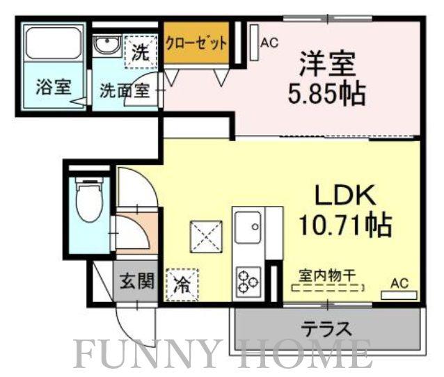 エクセリア北烏山(1LDK/1階)の間取り写真