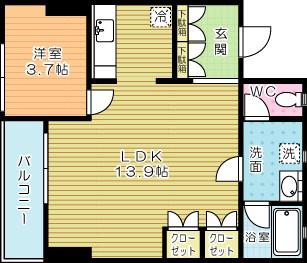 FORZA馬借(1LDK/1階)の間取り写真