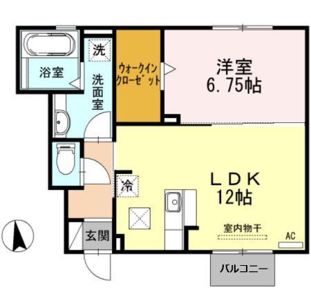 ハートフルタウン(1LDK/1階)の間取り写真