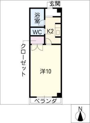 エクセレント西可児(1K/4階)の間取り写真