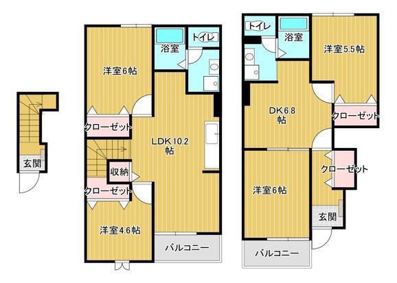 ジョインストリームS&YA(2DK/1階)の間取り写真