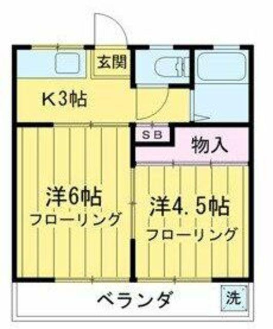 本八幡サンローズ(2K/2階)の間取り写真