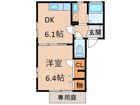 フォーレスノベル(1DK/1階)の間取り写真