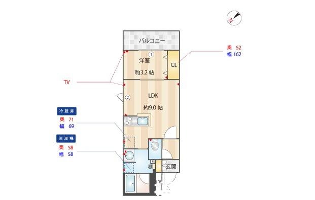 アトリオフラッツ高宮(1LDK/3階)の間取り写真