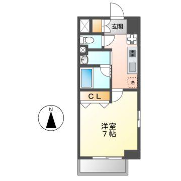CITY SPIRE 名駅前(1K/9階)の間取り写真