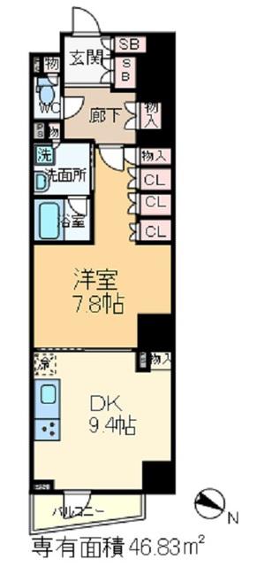 パークアクシス滝野川ラ ブリーズ(1LDK/5階)の間取り写真