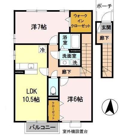 エリシオン日高 G棟(2LDK/2階)の間取り写真