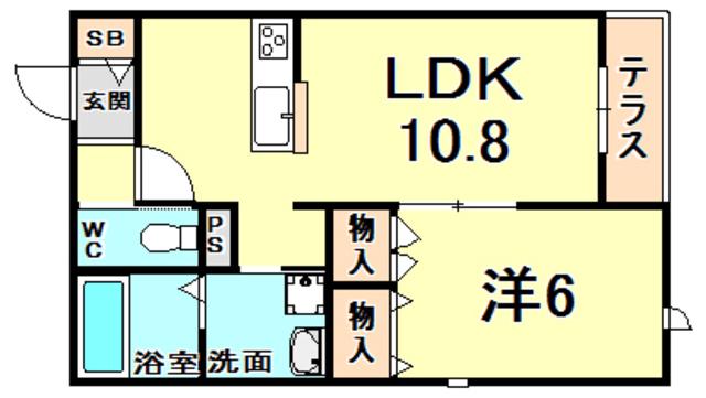 アンティーム桜(1LDK/1階)の間取り写真