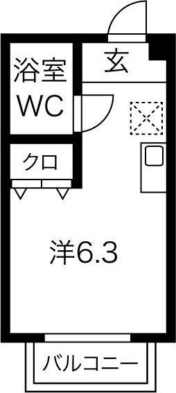 コンフォール野添(ワンルーム/1階)の間取り写真