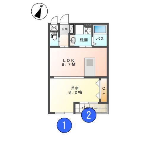 グランエスポワール(1LDK/1階)の間取り写真