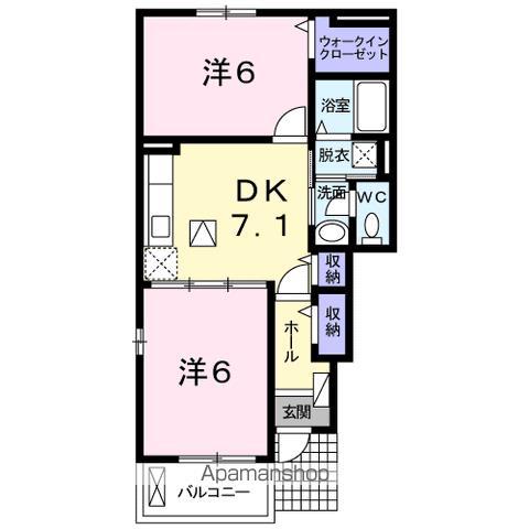 ミニヨン フィオーレIII(2DK/1階)の間取り写真