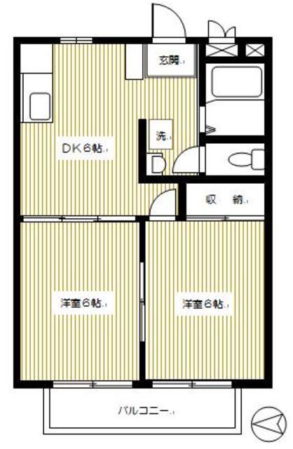 サンハイツKUNI(2DK/2階)の間取り写真