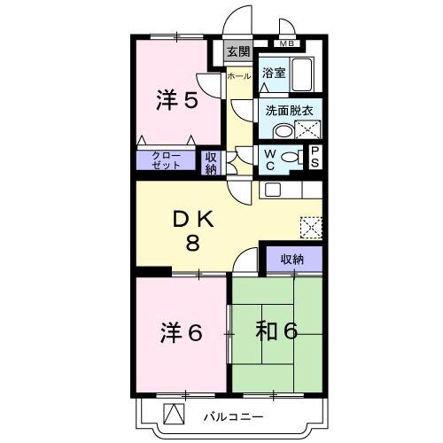ファミールK向山II(3DK/2階)の間取り写真