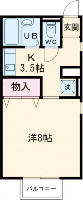 エール天神(1K/2階)の間取り写真