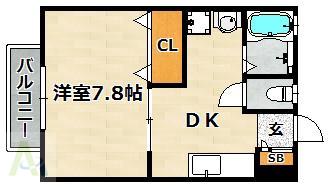 蓮宮ハイツ(1DK/2階)の間取り写真
