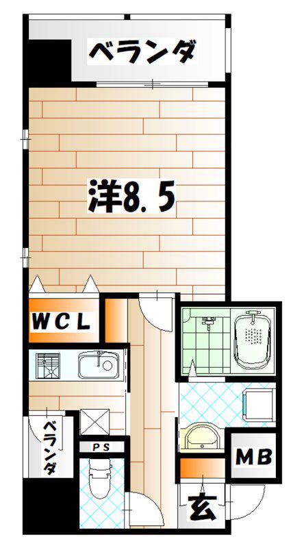 アースコートYSシティ片野新町(1K/6階)の間取り写真
