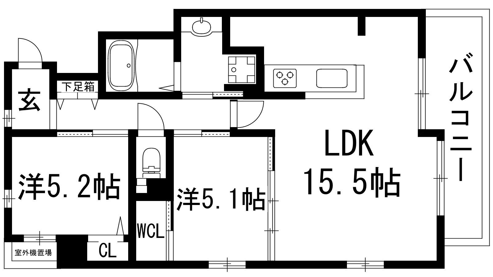 スプランディッド池田呉服町(2LDK/6階)の間取り写真