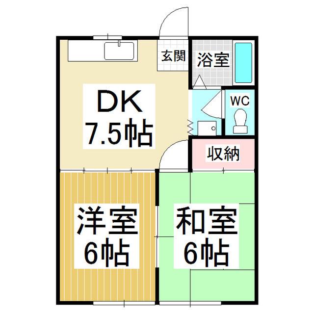 リバーサイドイースト(2DK/1階)の間取り写真