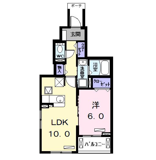 スマイル 2(1LDK/1階)の間取り写真