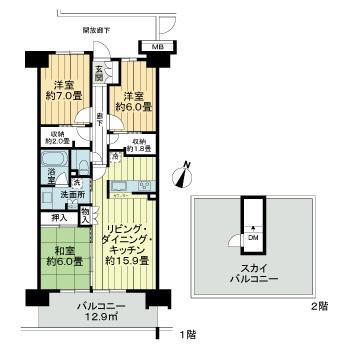 ザ・レジデンス千葉ニュータウン中央壱番館(3LDK/13階)の間取り写真
