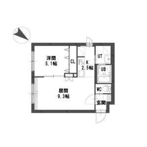 グランメール 24-D(1LDK/4階)の間取り写真