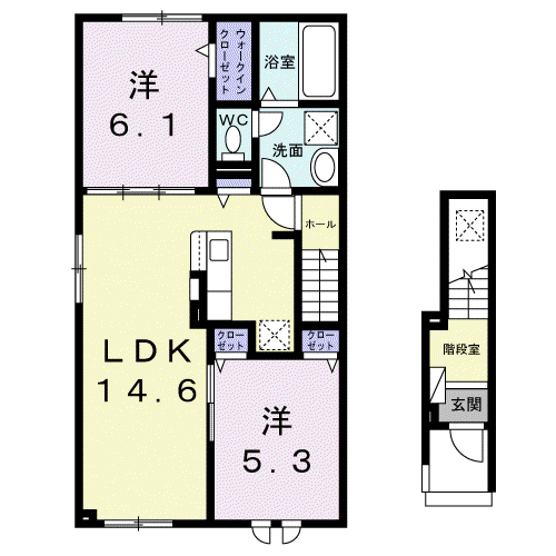 ヒカリ テラス A(2LDK/2階)の間取り写真