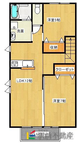 フェリオ玄ヶ野 A(2LDK/2階)の間取り写真