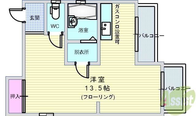 アイランド岡町(2K/3階)の間取り写真