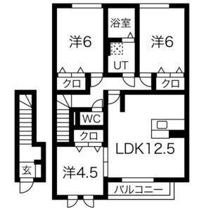 メナス二上・シエラ二上 (3LDK/2階)の間取り写真