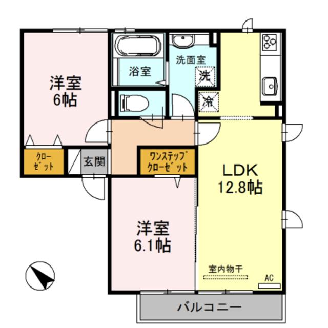 サニーヒルズ泉大津(2LDK/2階)の間取り写真