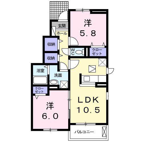 プランドールA(2LDK/1階)の間取り写真