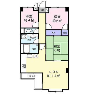 清光ヒルズ(3LDK/3階)の間取り写真