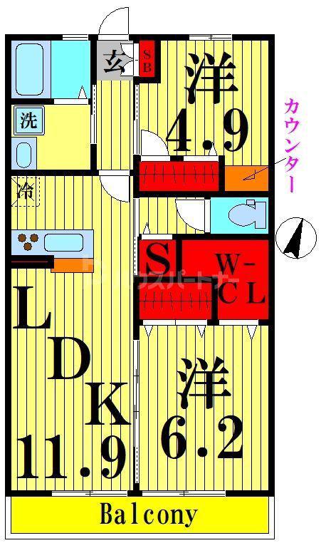 メゾンドメルセデス(2SLDK/1階)の間取り写真