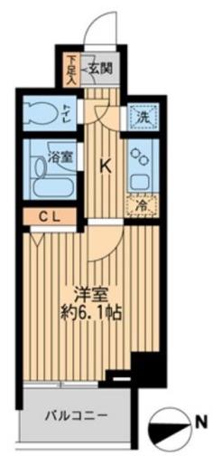 HF早稲田レジデンスII(1K/2階)の間取り写真