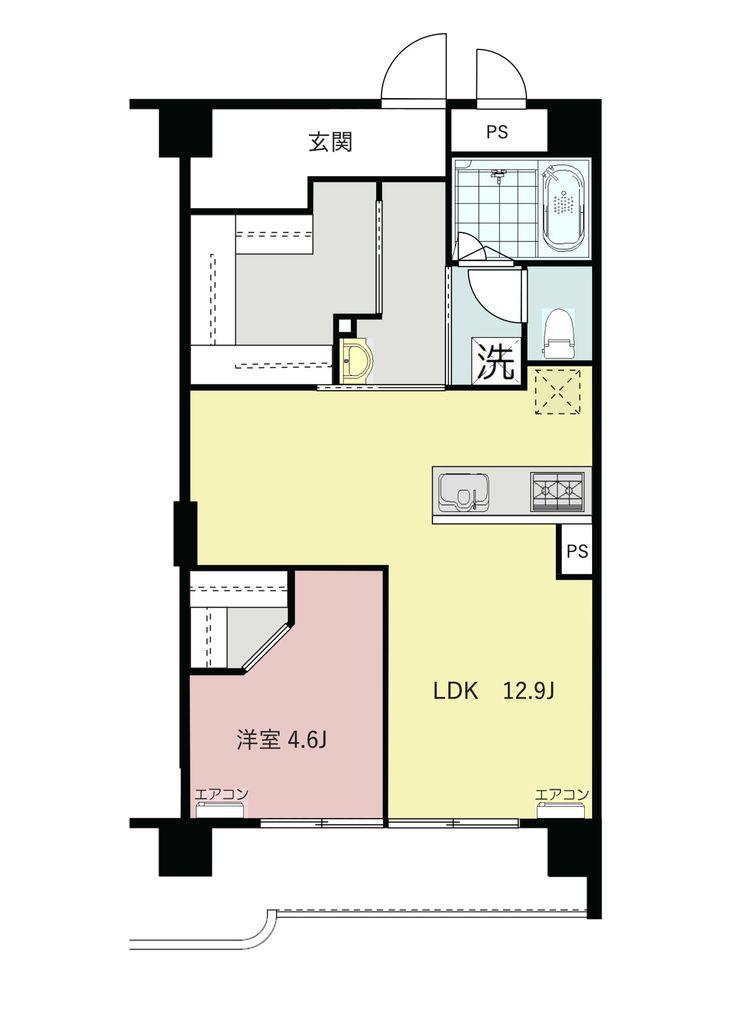 田園ドミール(1SLDK/1階)の間取り写真