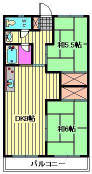 武蔵ハイツ(2DK/2階)の間取り写真
