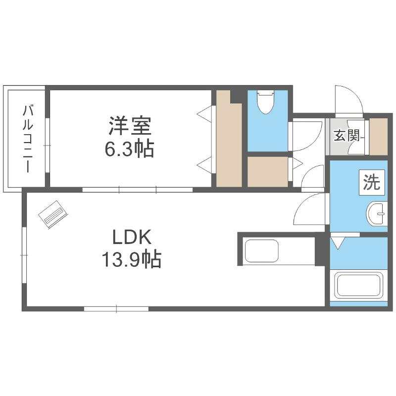 ラパ-チェ山鼻(1LDK/1階)の間取り写真