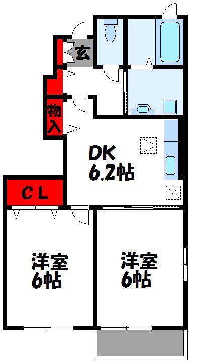 サンアルグレアB(2DK/1階)の間取り写真