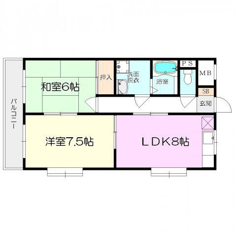 レジデンス塚口(2DK/3階)の間取り写真