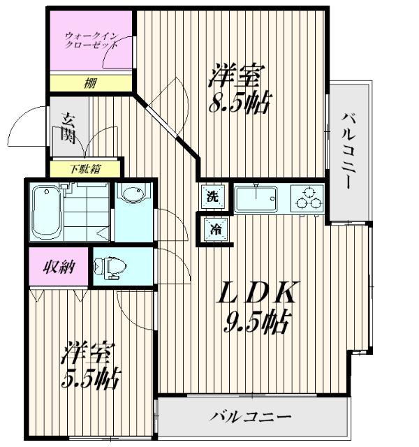 エスポワール小島(2LDK/3階)の間取り写真