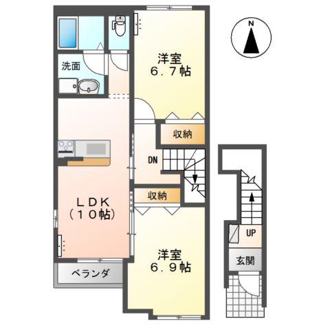 さくらパークII(2LDK/2階)の間取り写真