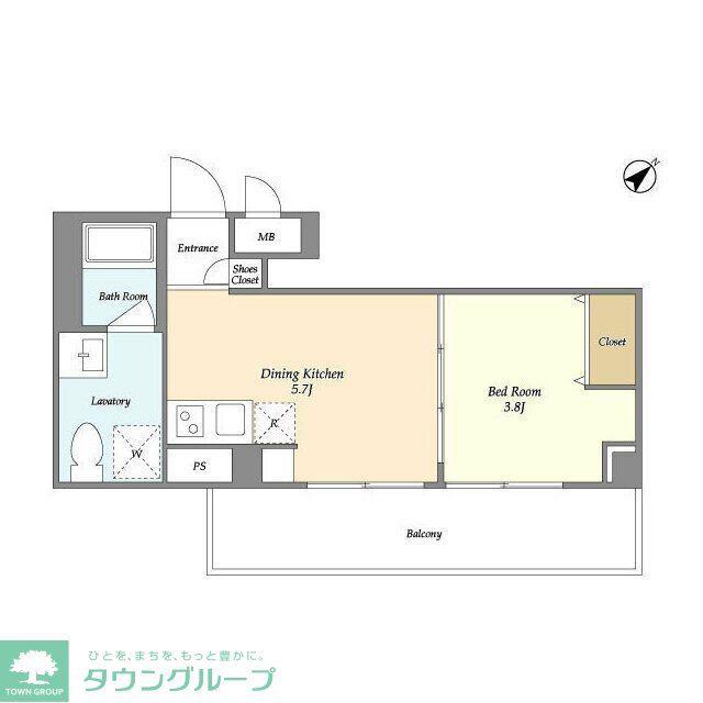 ミリアレジデンス中野弥生町(1DK/2階)の間取り写真